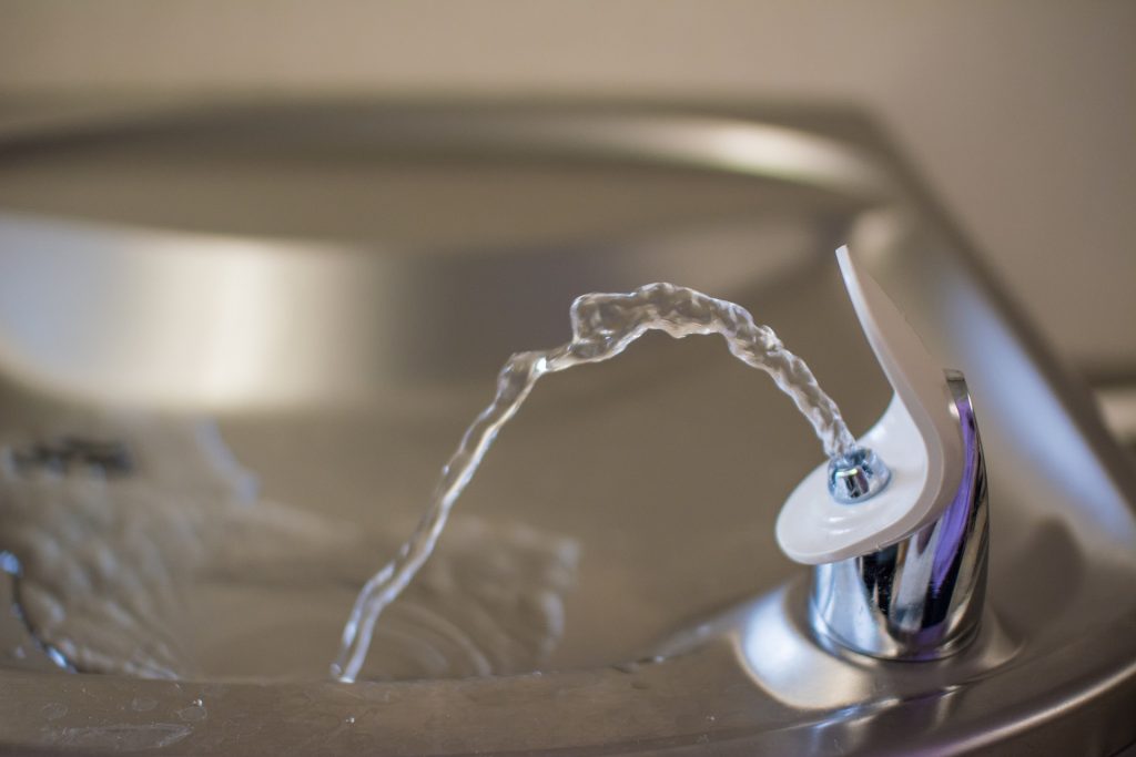 Water fountain at the gym